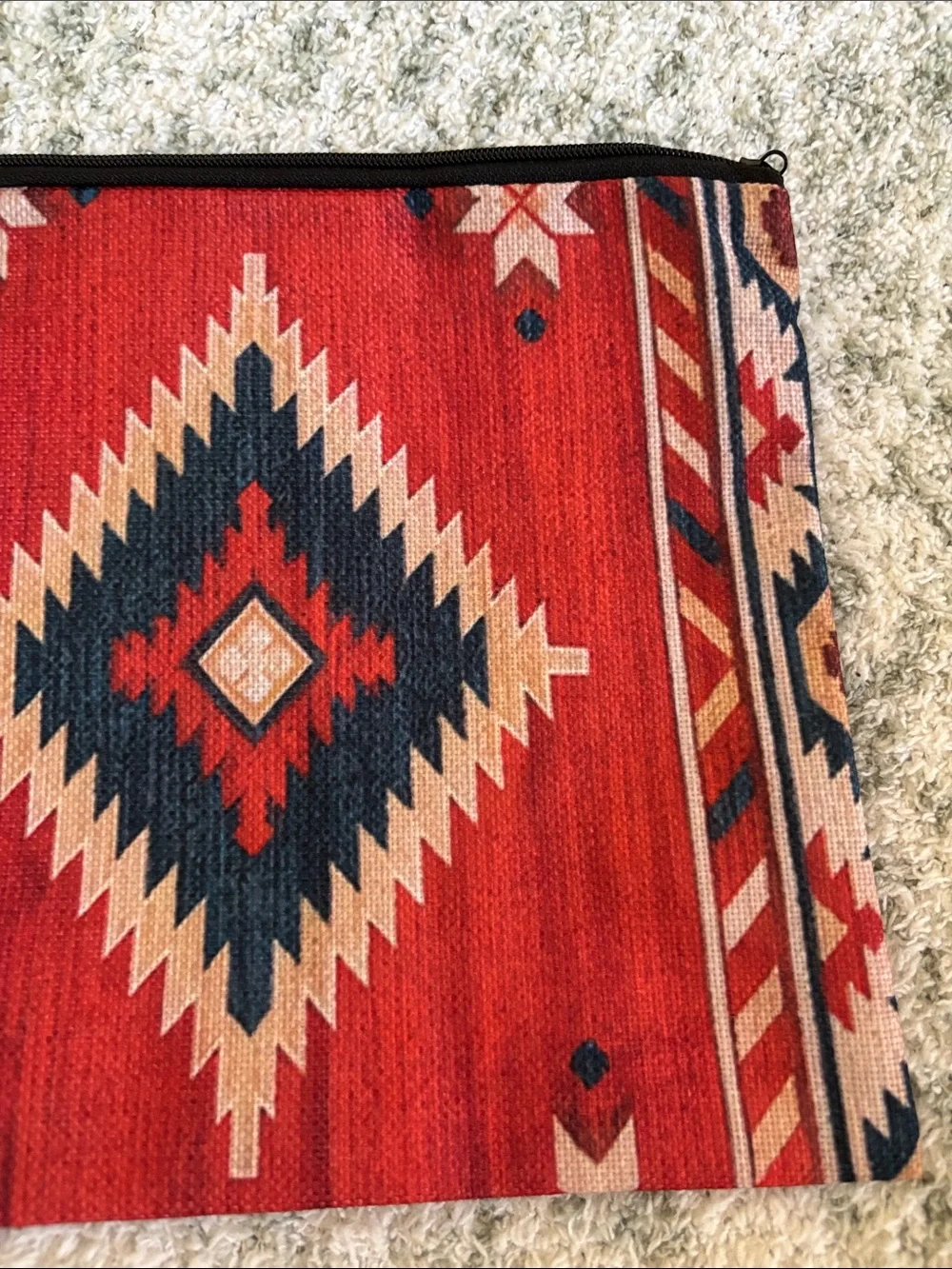 Navaho Santa Fe Stylized Red Geometric Southwestern Travel Bag NWT 8.5x7.75”